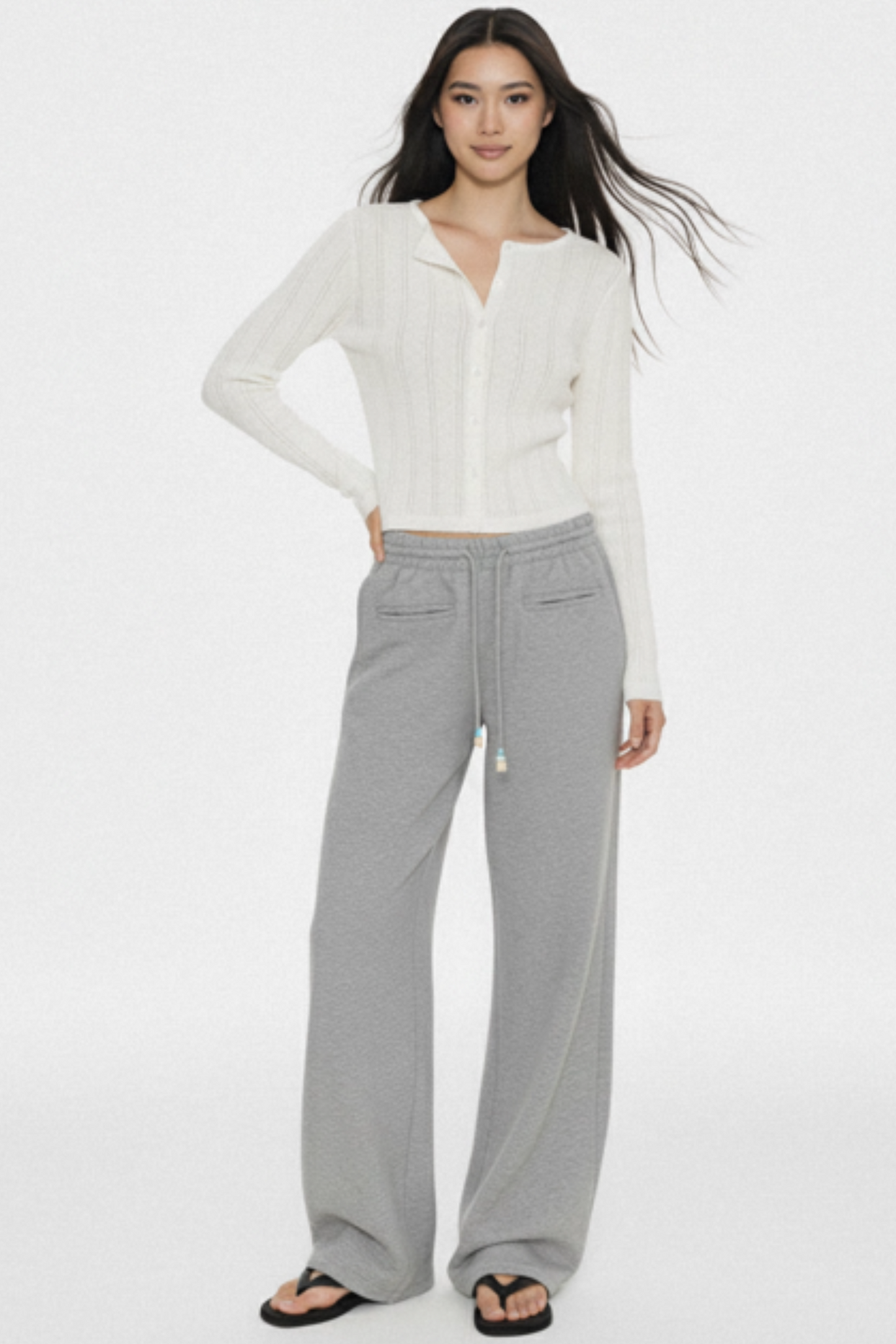 Gray Beaded Sweatpants