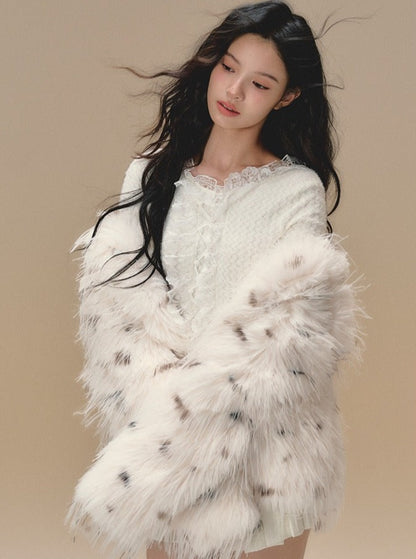 wool top long fur jacket