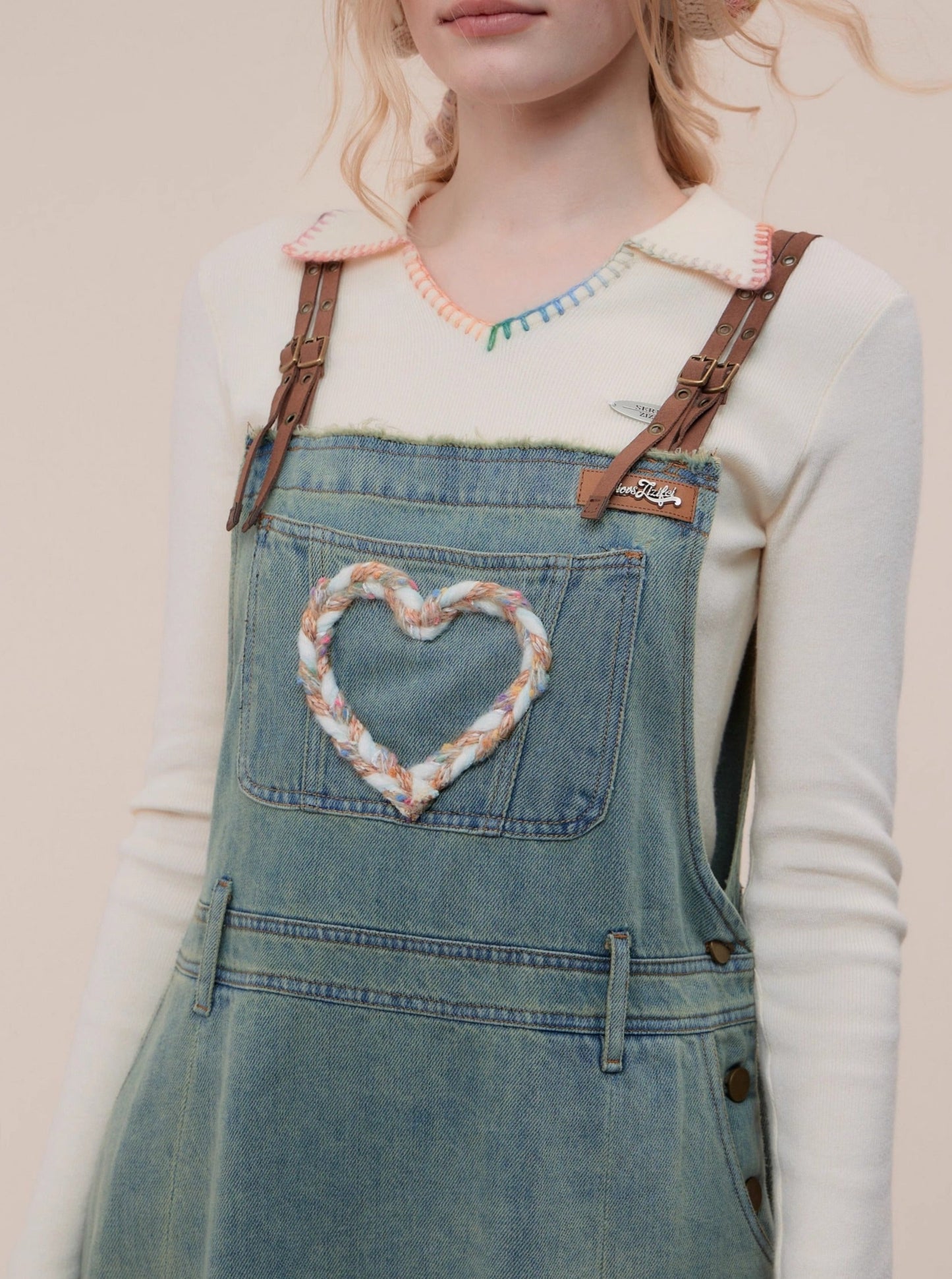 American retro three-dimensional denim dress