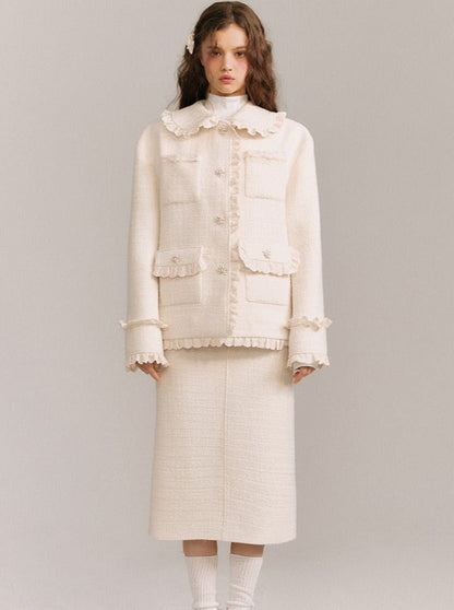 Wool Lace Coat And Skirt Set