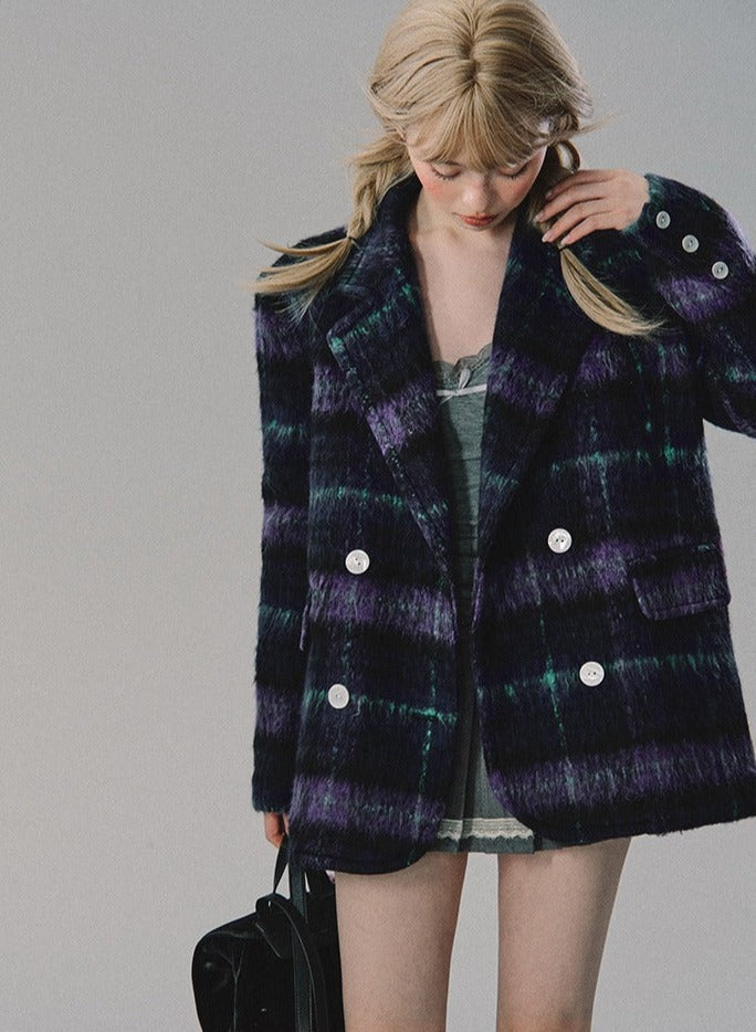 Violet Long Cropped Wool Coat Jacket