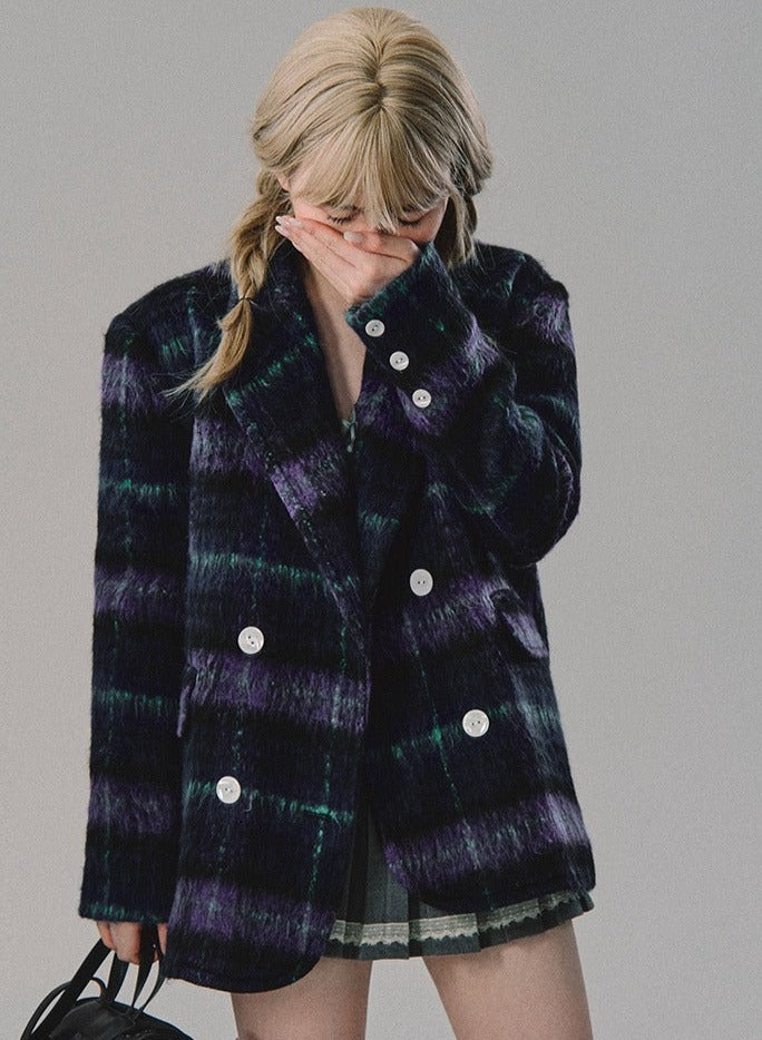 Violett Long Cropped Woll Coat Jacke