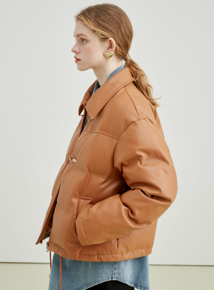 Thickened Leather Down Coat