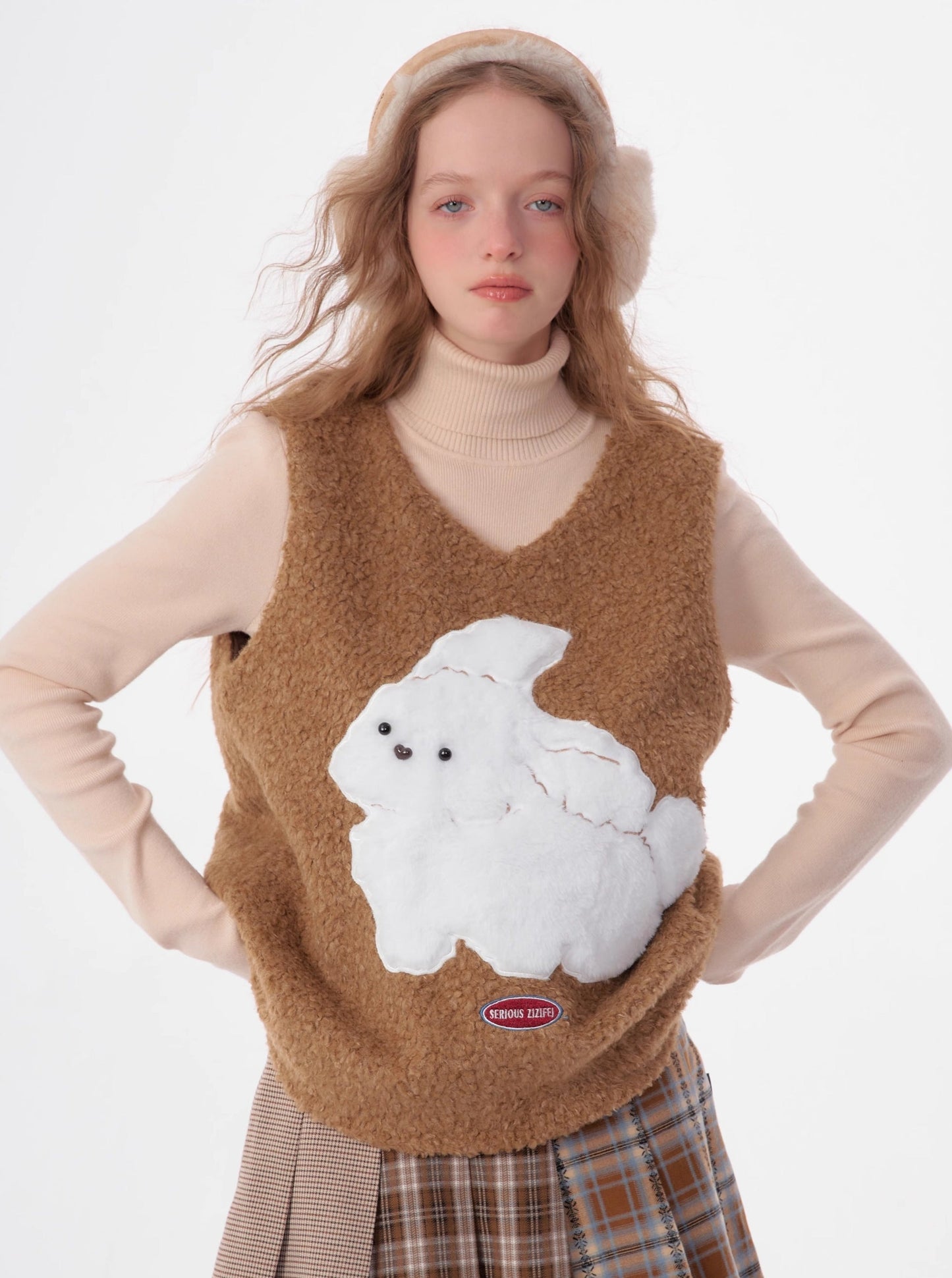 american retro rabbit sweater coat