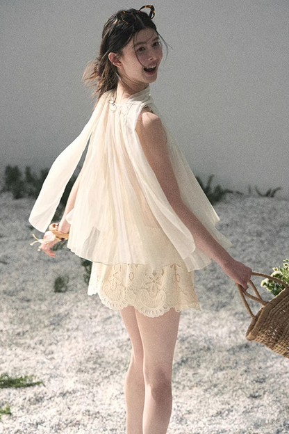 Floral Hollow-Out Puffy Skirt