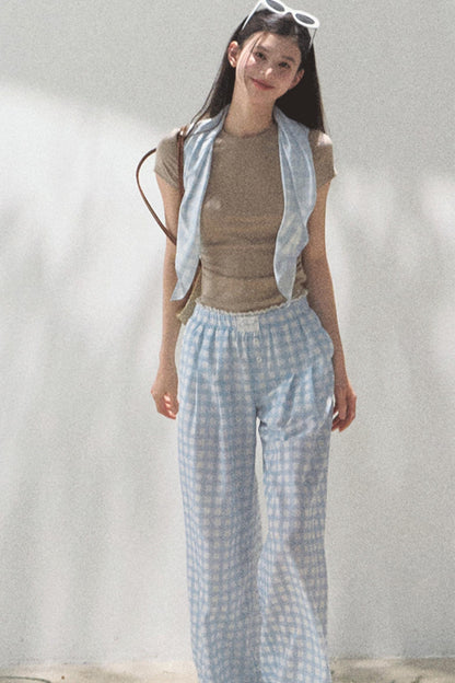 Wide-Leg Tencel Hemp Pants Set-Up