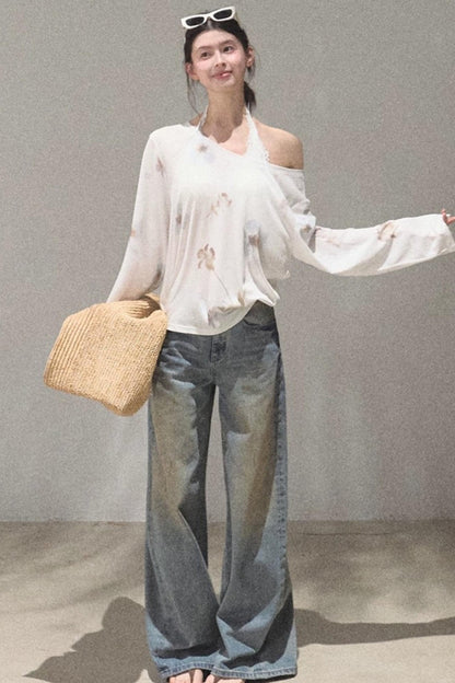 Vintage Hand-Painted Jeans Set