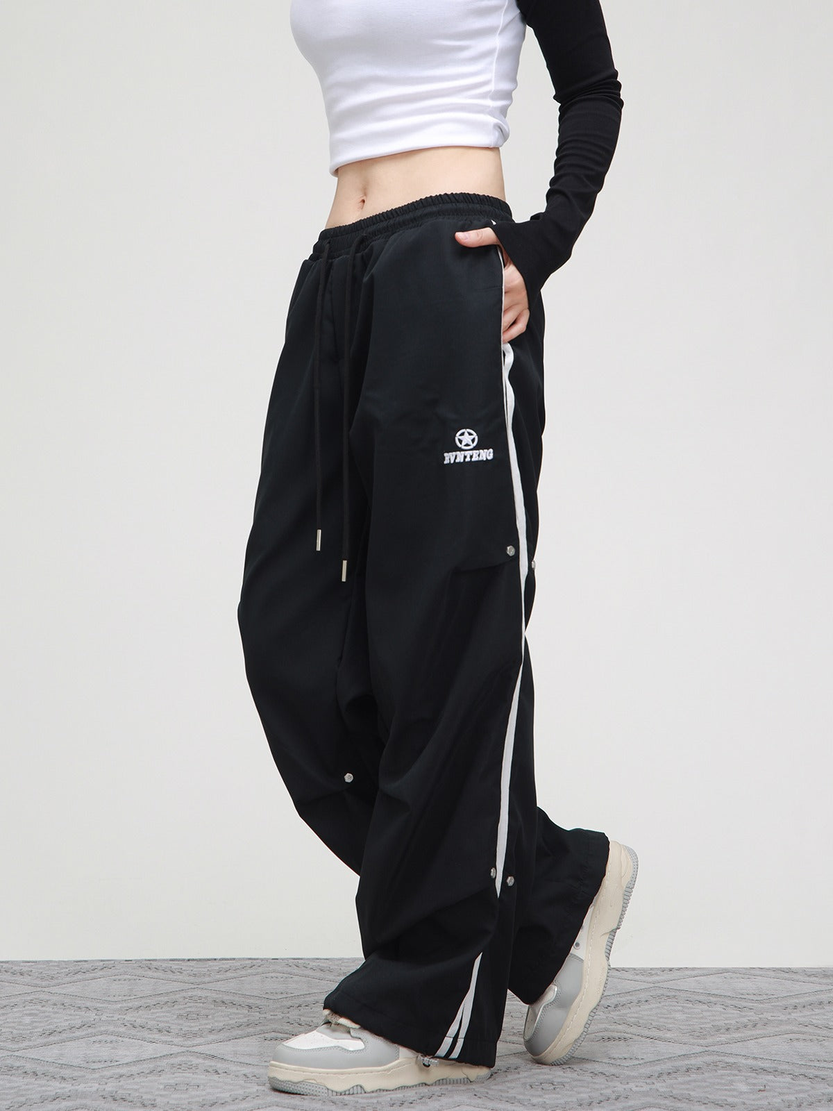 American hip-hop studded baggy sweatpants
