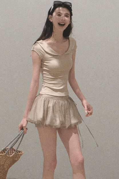 Floral Peplum Culottes Skirt Set