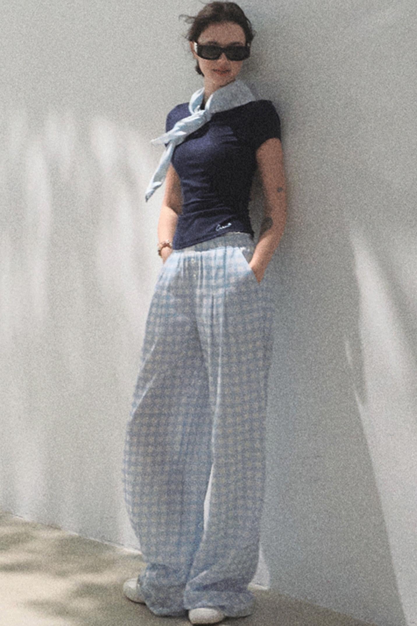 Wide-Leg Tencel Hemp Pants Set-Up