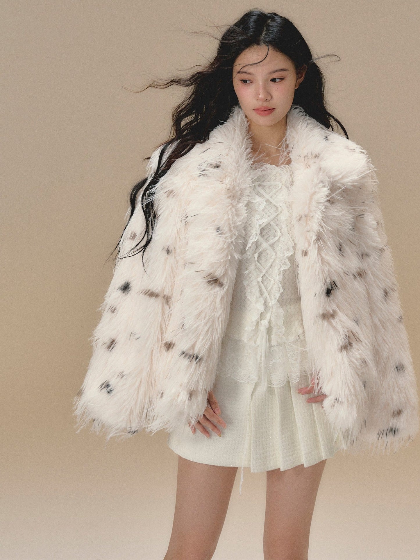 wool top long fur jacket