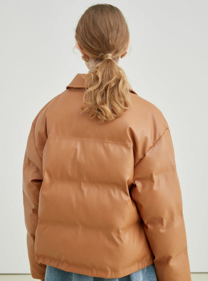 Thickened Leather Down Coat