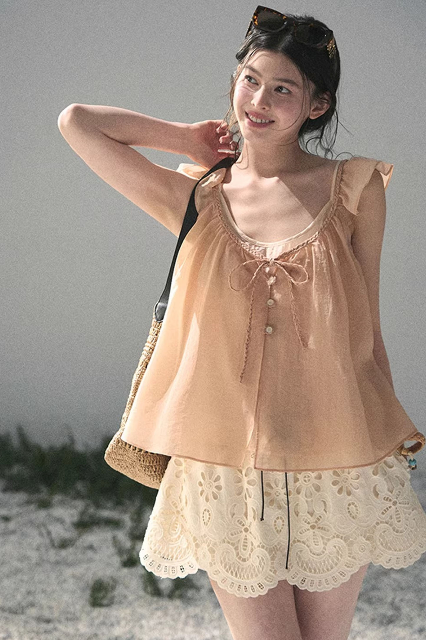 Floral Hollow-Out Puffy Skirt
