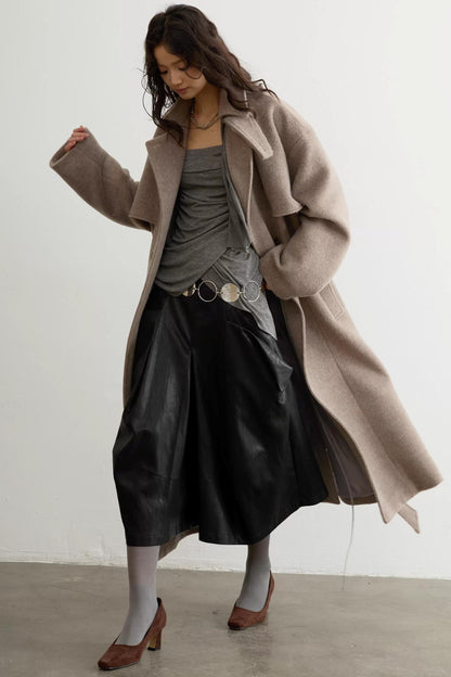 Retro Oatmeal Woolen Long Coat