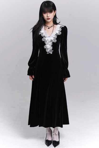 Black Velvet Winter Dress