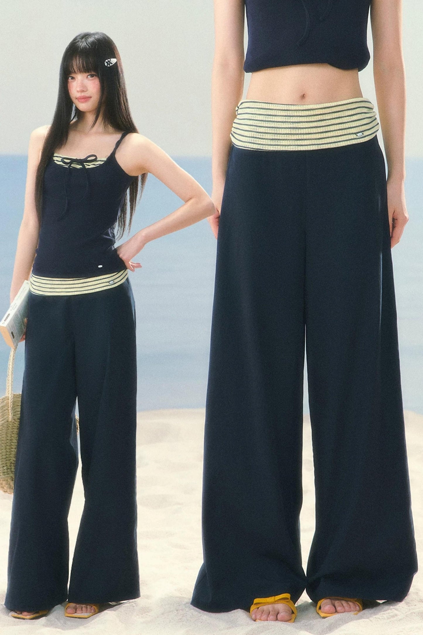 Korean Striped Wide-Leg Pants