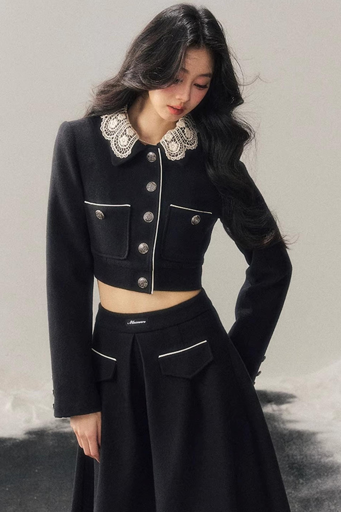 Whisper Lace Winter Suit Skirt Set-Up