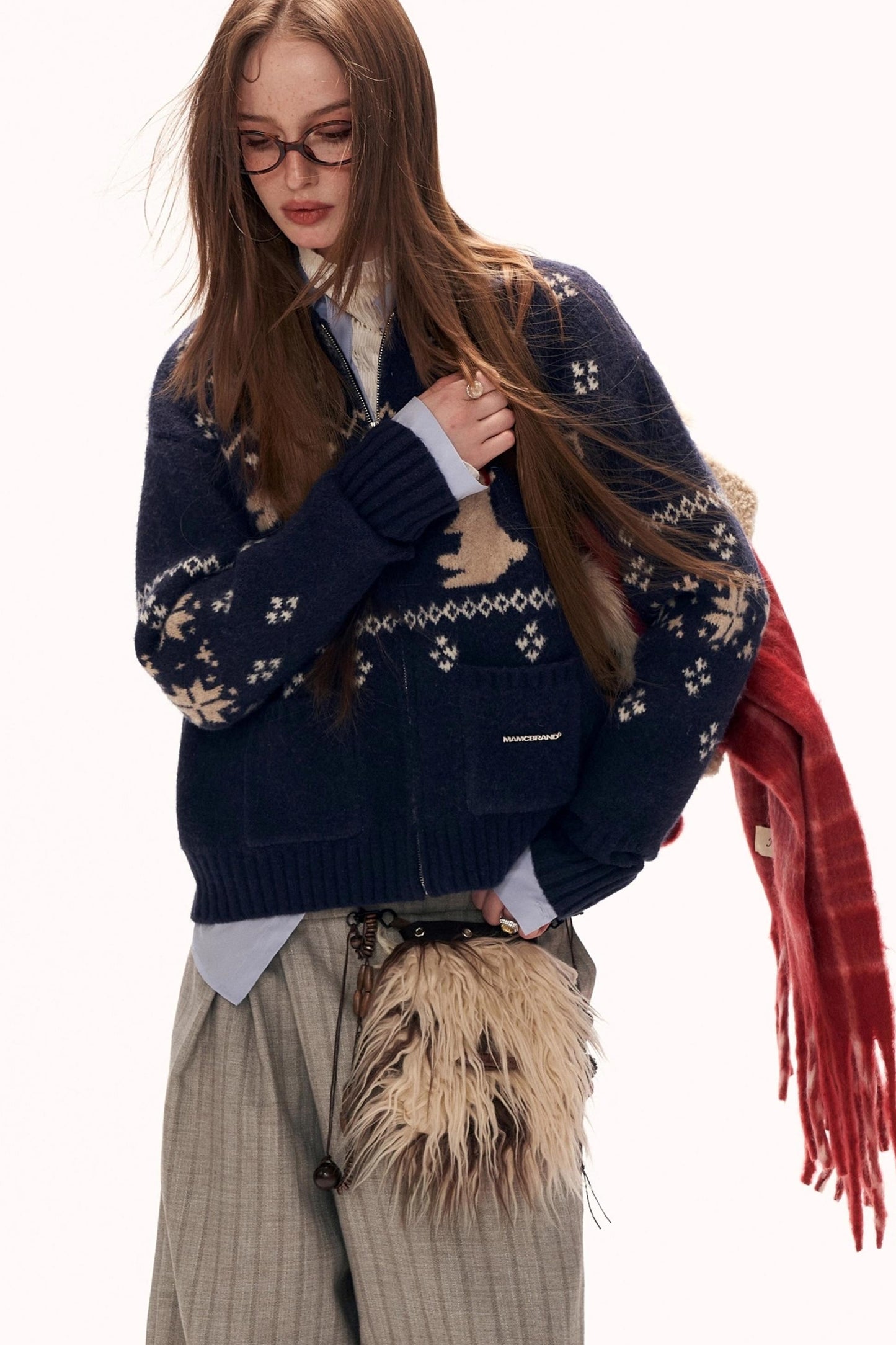 Snowflake Rabbit Knit Cardigan