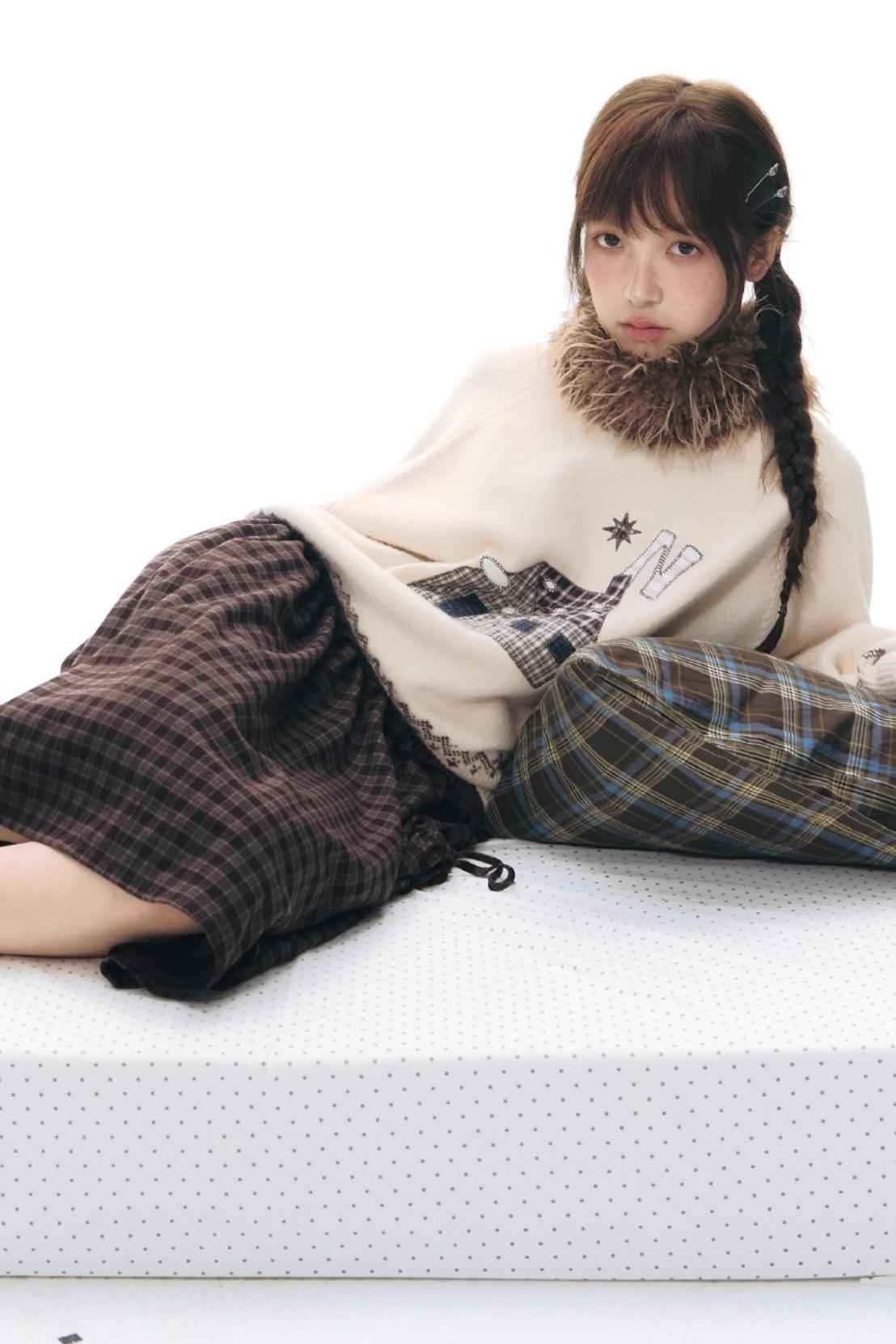 Plaid Woolen Midi Skirt