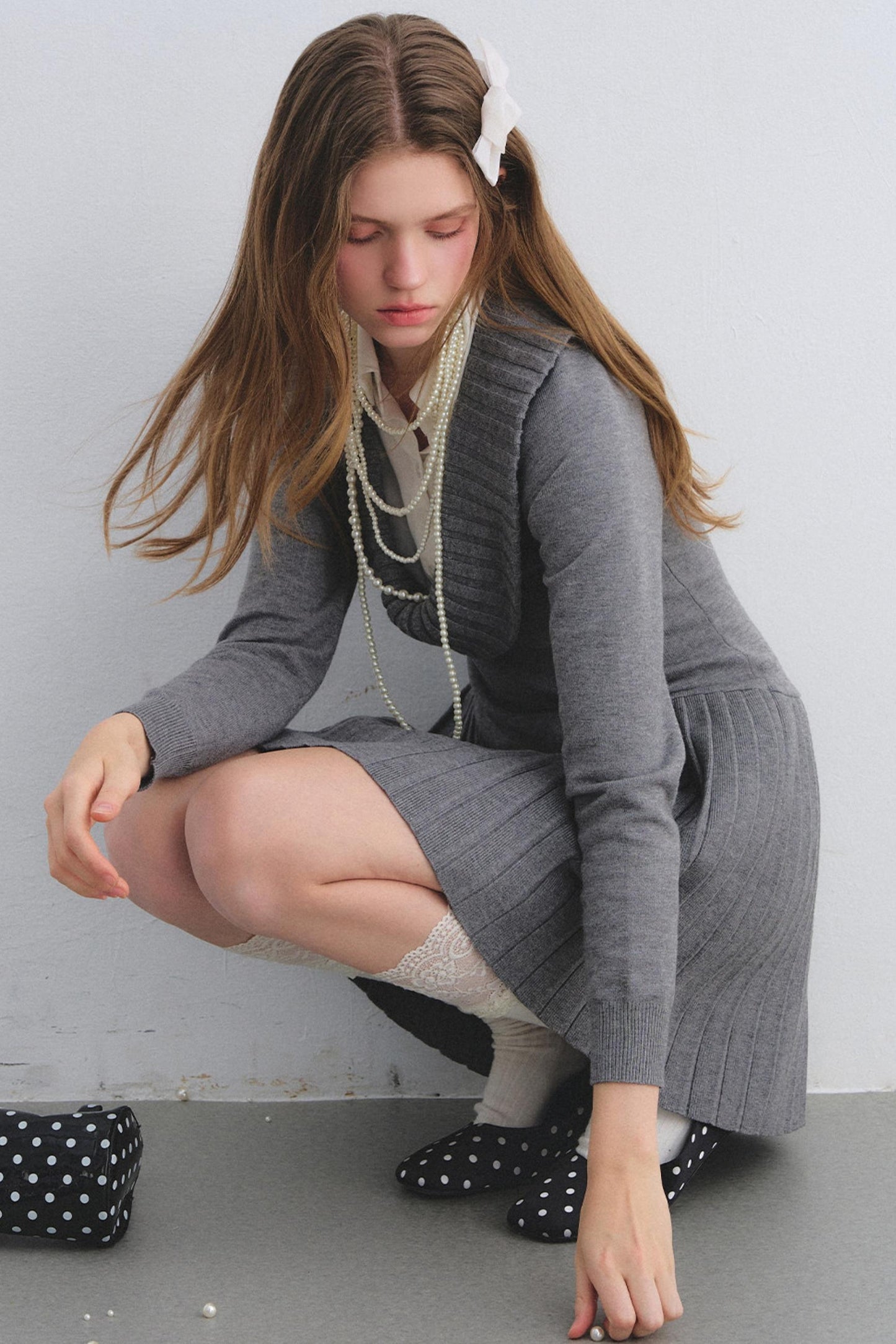 Patchwork Knitted Pleated Dress