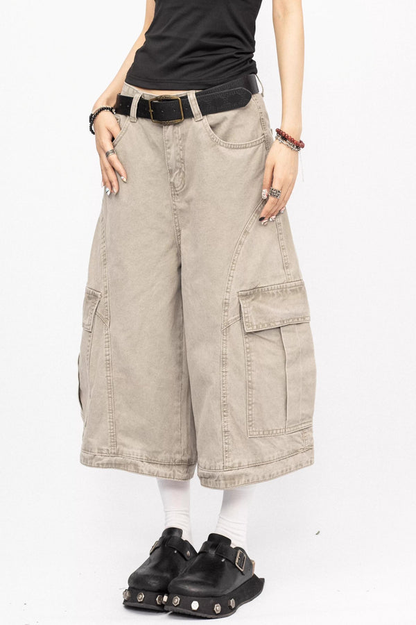 American Vintage Cargo Denim Cropped Pants