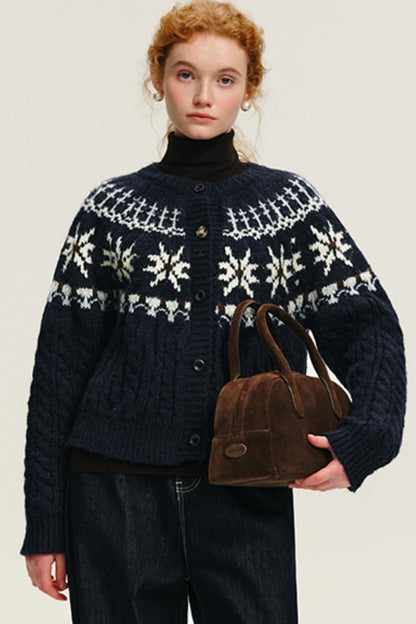 Soft Fair Isle Wool Sweater Cardigan