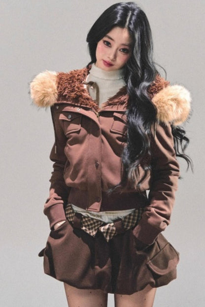 Winter Plush Hooded Coat