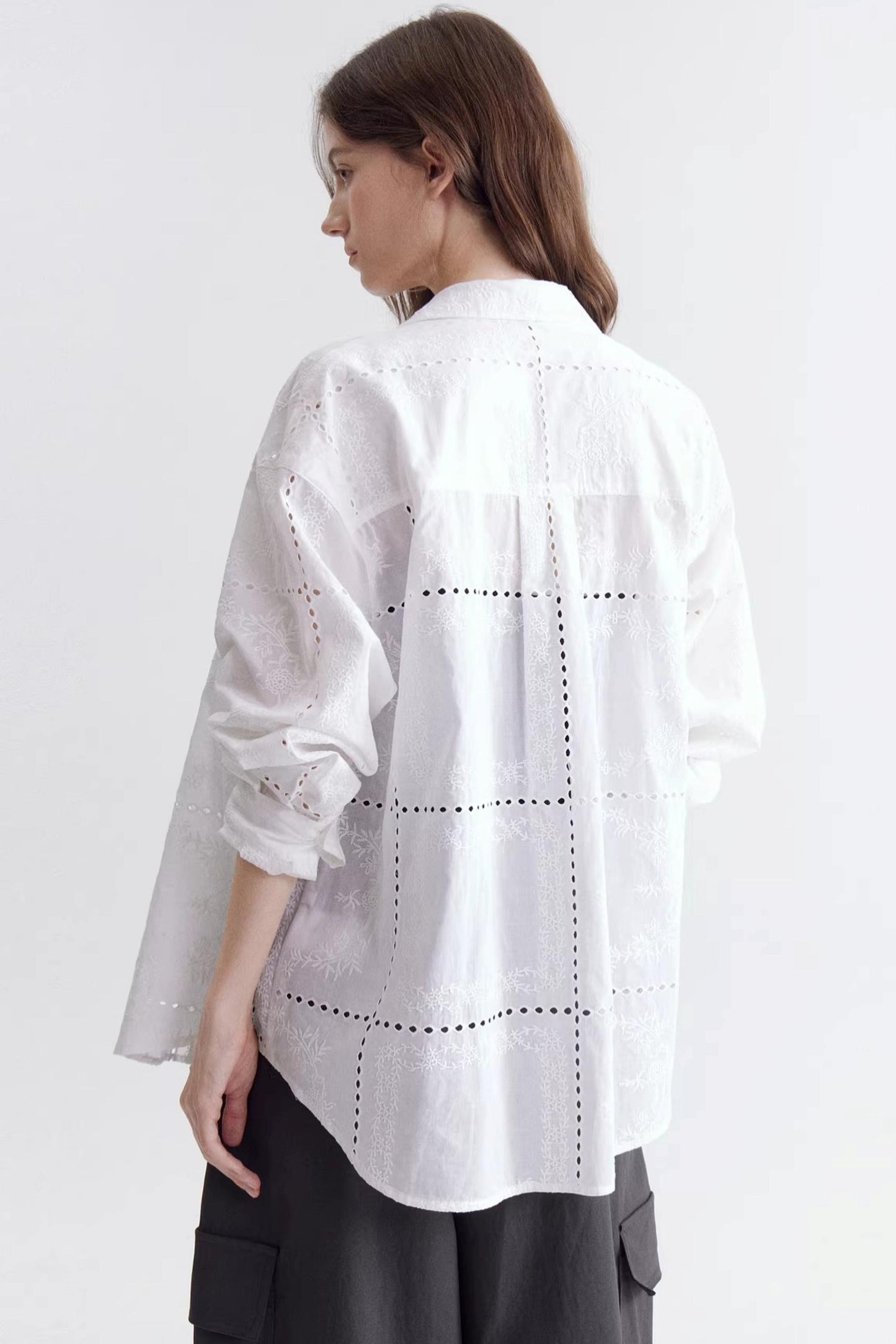 Hollow Embroidery Lace Shirt