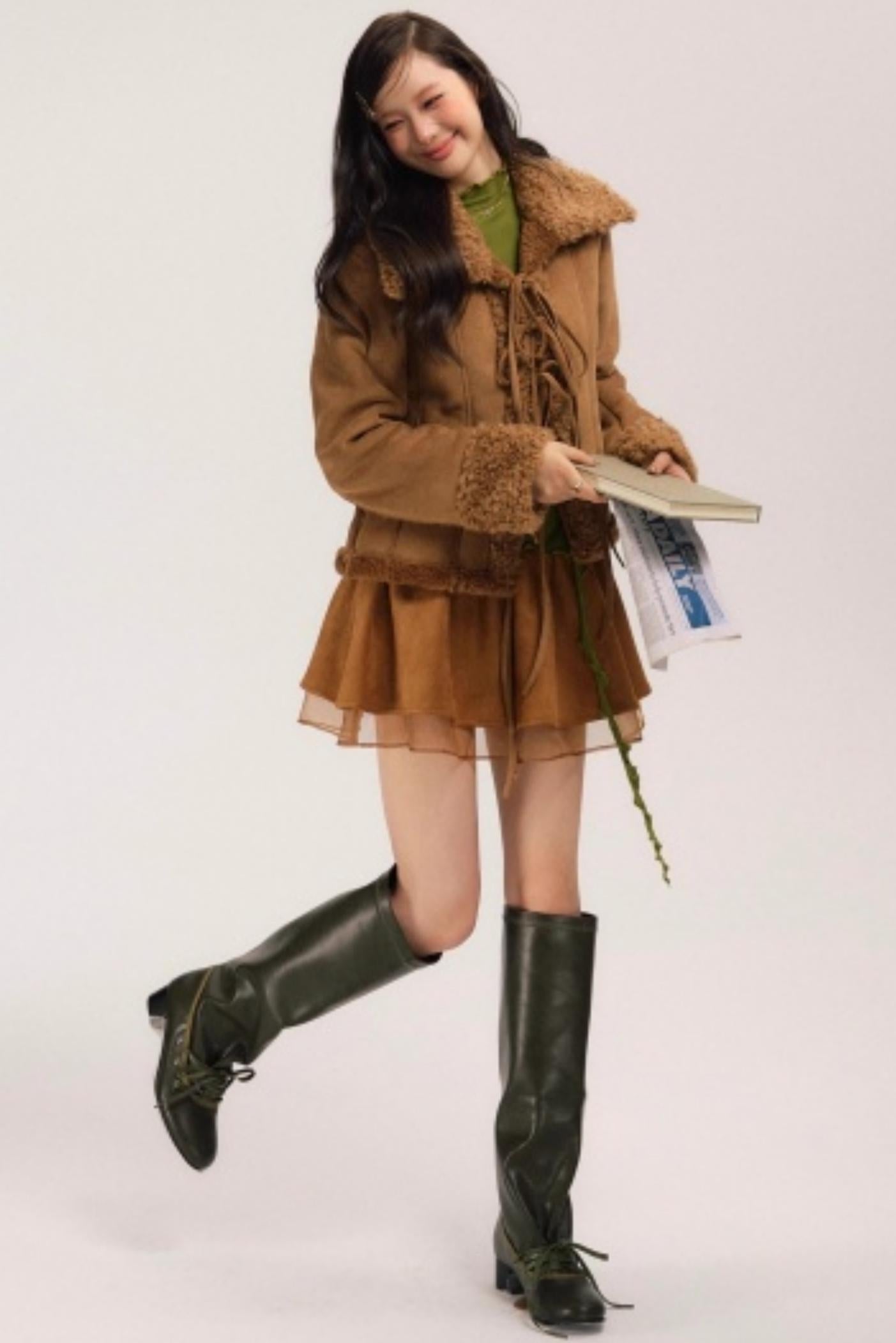 Fur-Lined Suede Winter Coat