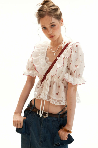 Polka Dot Ruffled Top