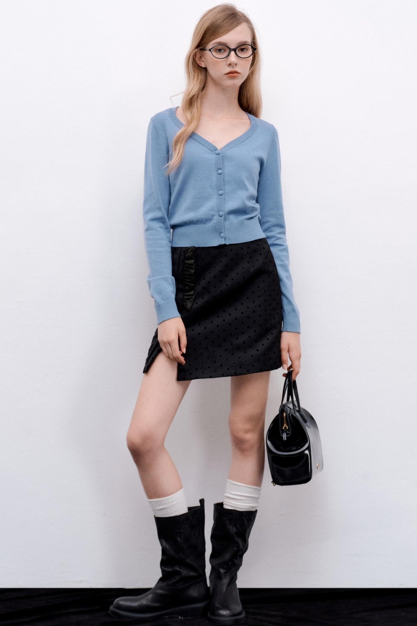 Gentle Polka Dot Ruffled Skirt