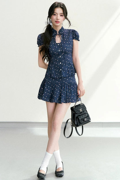Floral Puff Sleeve Blouse Set-Up