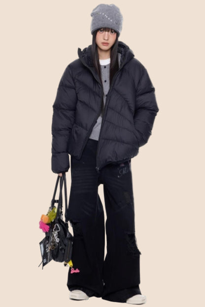 Deconstructed Hooded Down Jacket