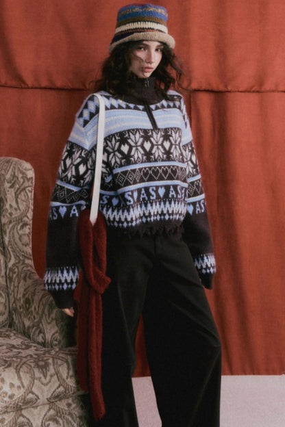 Vintage Fair Isle Tassel Sweater
