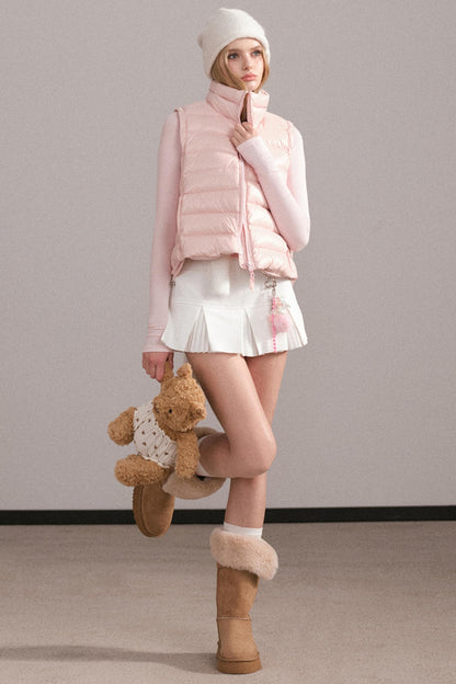 Pleated A-Line White Skirt