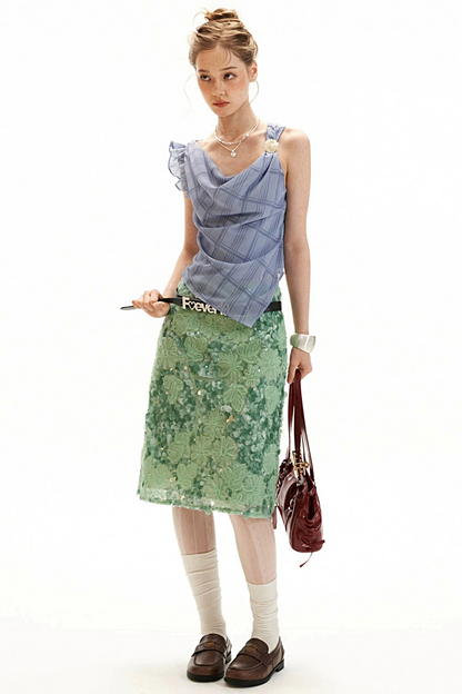 Irregular Collar Gauze Vest