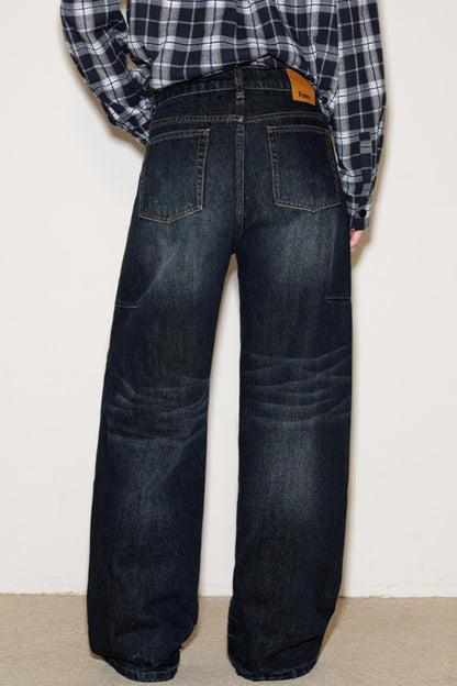 Washed Whiskered Denim Pants