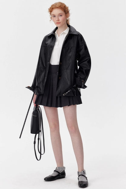 Vintage Black Oil Wax Leather Biker Jacket