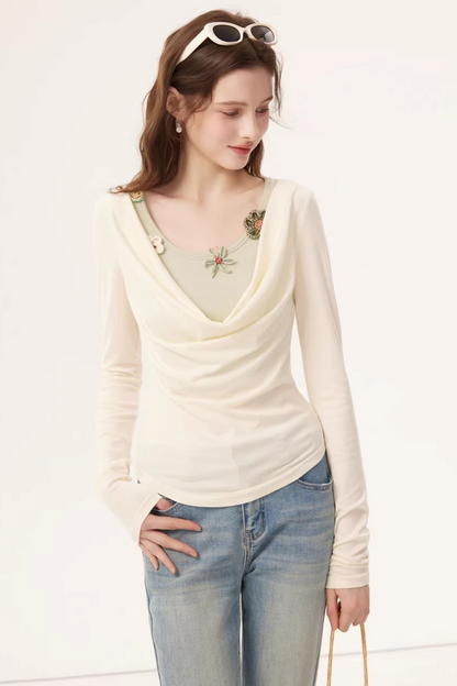 Faux Floral Knitted Top
