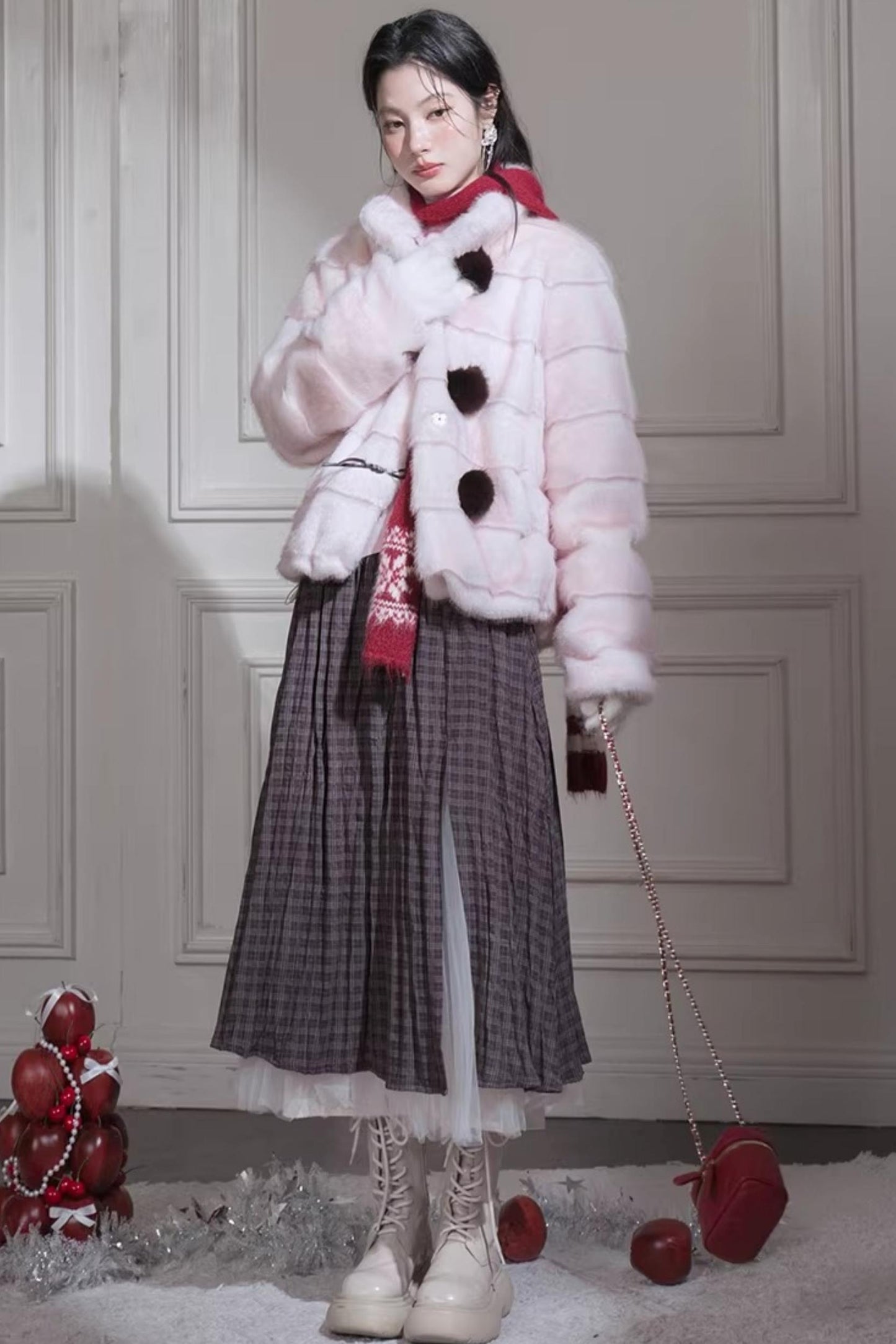 Peach Mousse Fox Fur Jacket