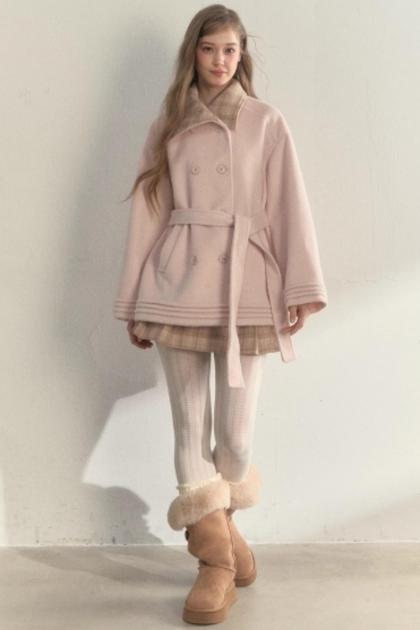 Plaid Double-Breasted Wool Coat