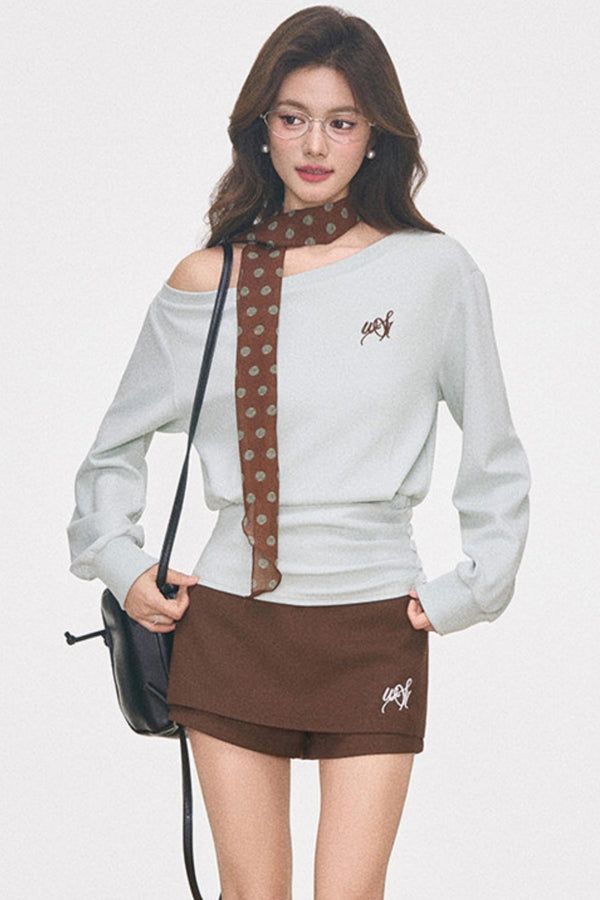 Slanted Shoulder Sweatshirt Set-Up