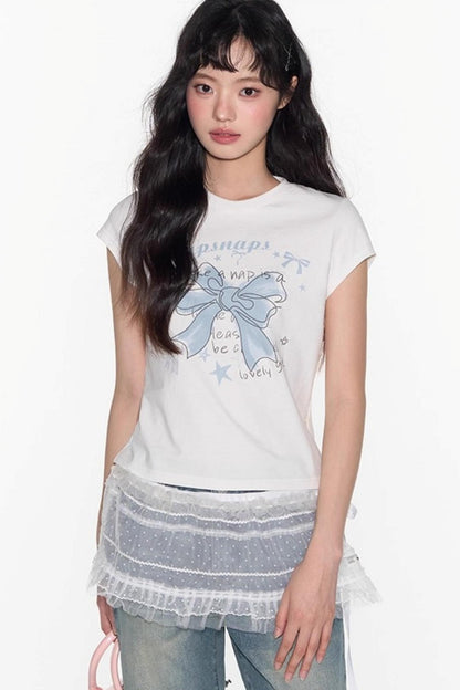 Butterfly Print Short Sleeve Top