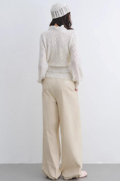 Lace Patchwork Wide-Leg Pants