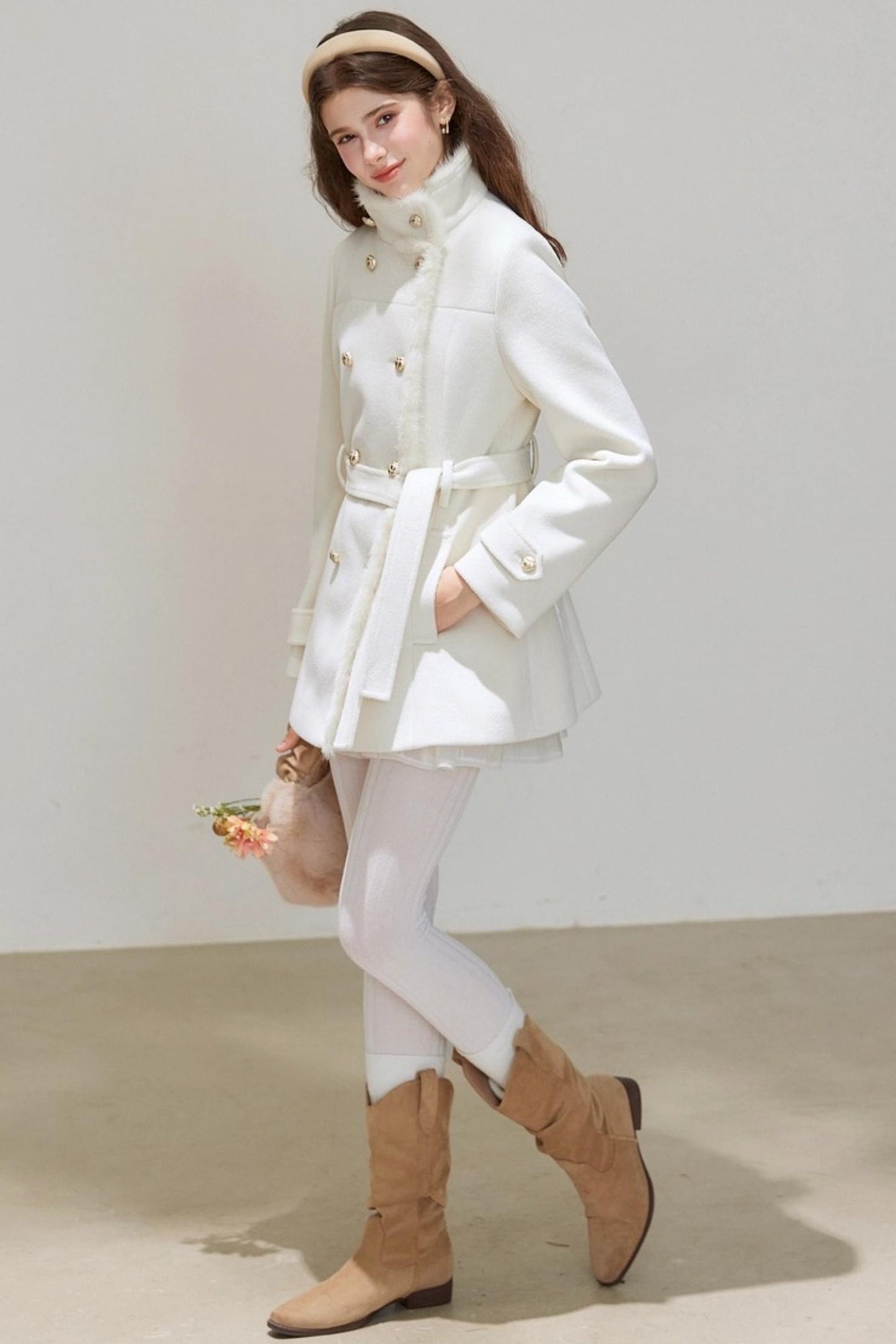 Winter Woolen Waist Slimming Coat