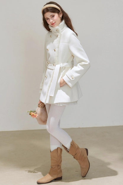 Winter Woolen Waist Slimming Coat