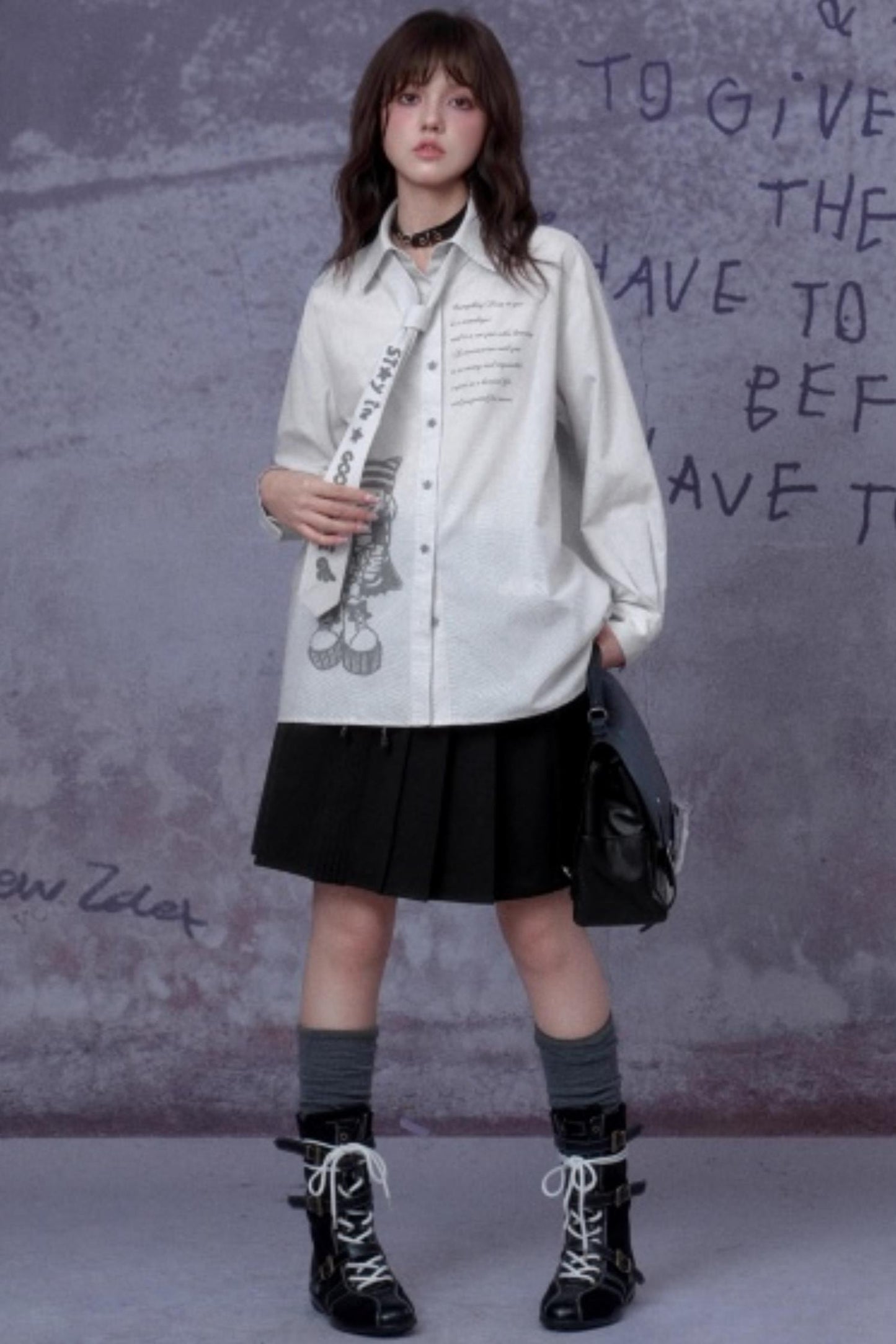 Striped Comic Print Shirt