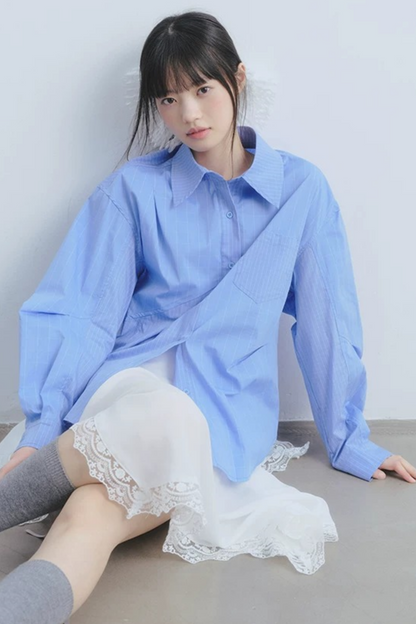 Top asimmetrico Sognatore Blu