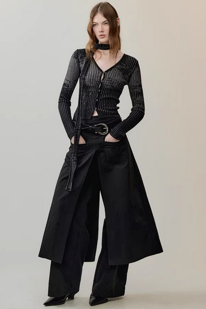 Melierte Strickjacke