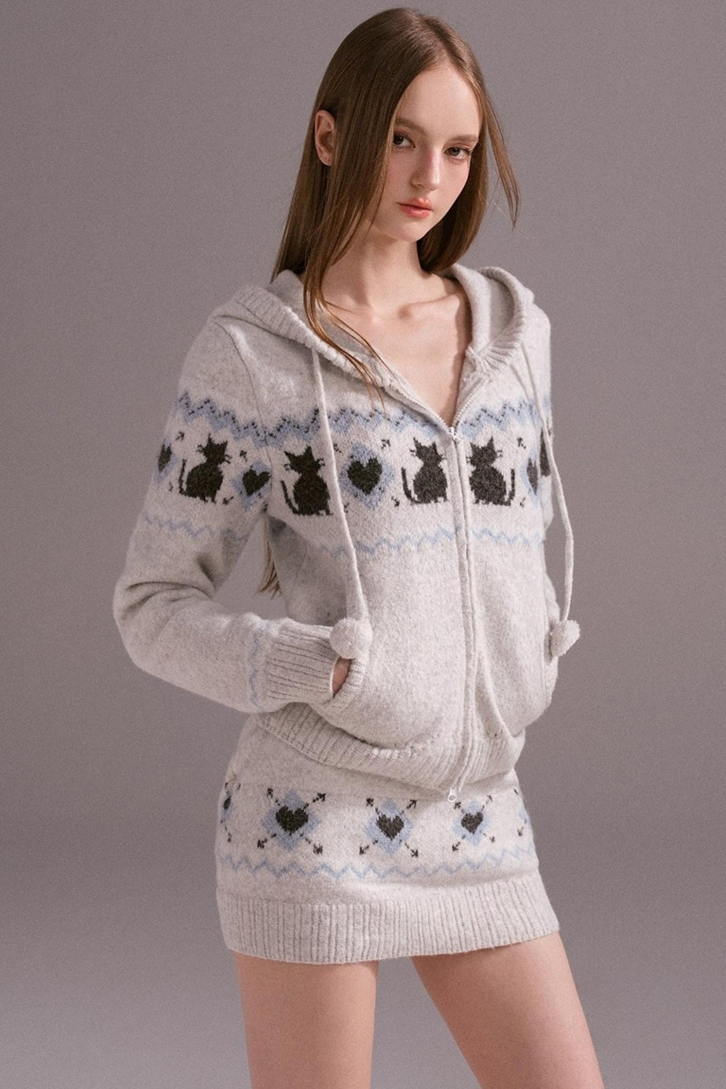 Fair Isle Woolen Skirt Set-Up